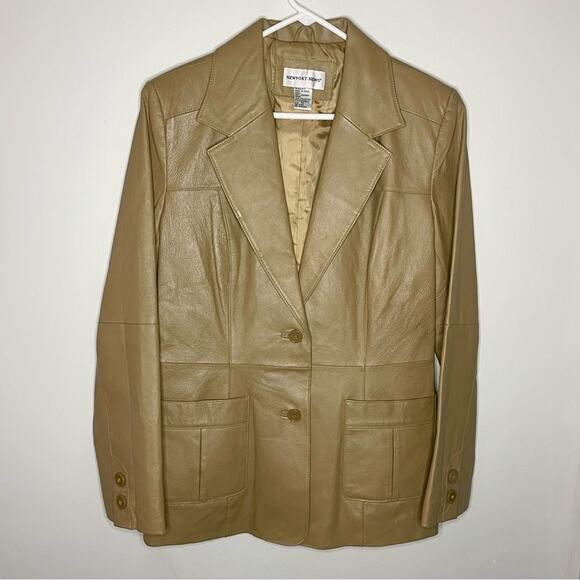 Newport News Vintage Tan Leather Jacket Size 12 - Picture 1 of 5